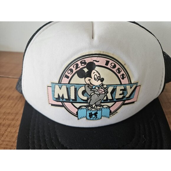 Mickey Mouse 60 Sixty Year Anniversary Black And White Mesh Hat Cap Trucker - Picture 4 of 7